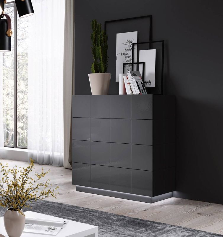 Komoda 4-zásuvková, graphite lesk