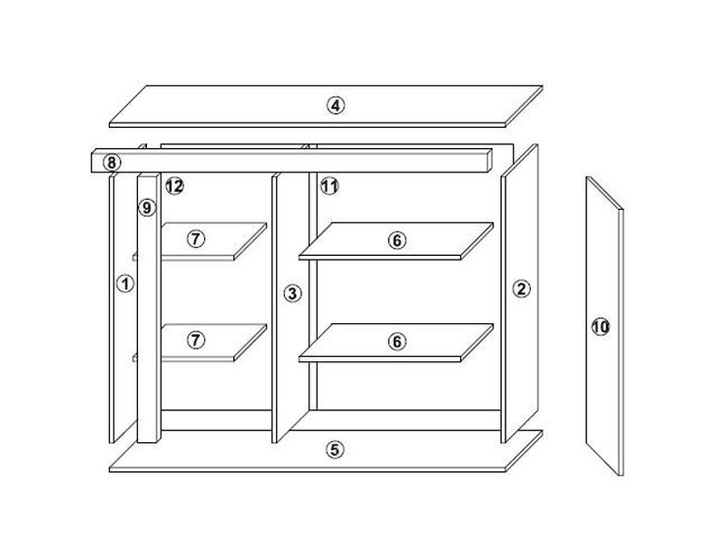 Komoda s jednými dvierkami a policami, biely mat-čierny lesk