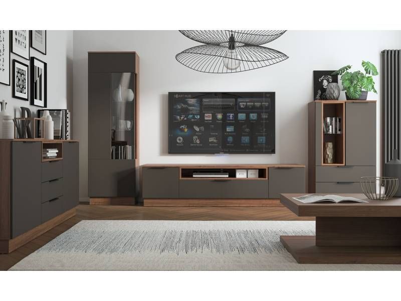 Komoda s luxusným dizajnom 02, orech select-sivý kosmos