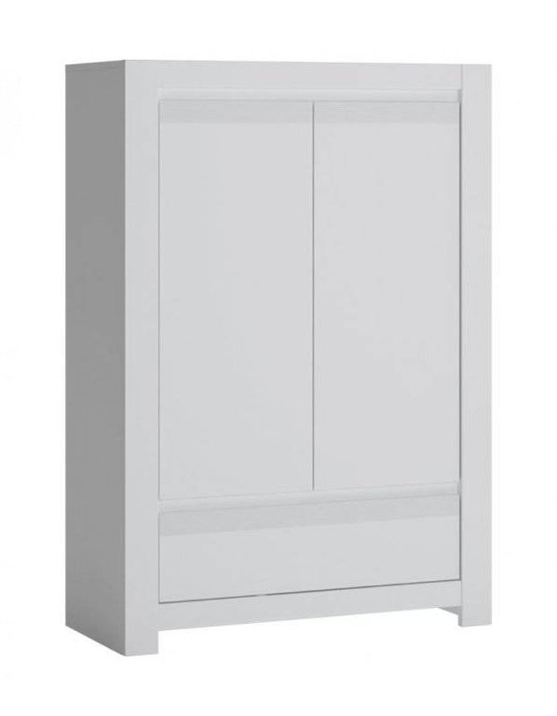 Elegantná komoda zásuvka a 2x dvierka, biela alpin supermat