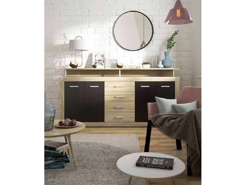 Komoda do moderného interiéru, dub sonoma-čierna