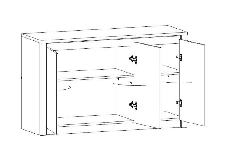 Komoda v modernom dizajne bez úchytiek K3D, lefkas ciemny-smooth grey