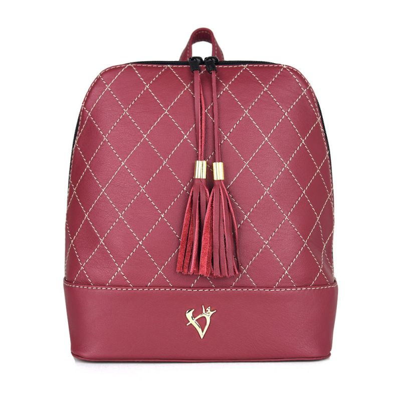 Luxusný dámsky kožený ruksak z prírodnej kože v bordovej farbe