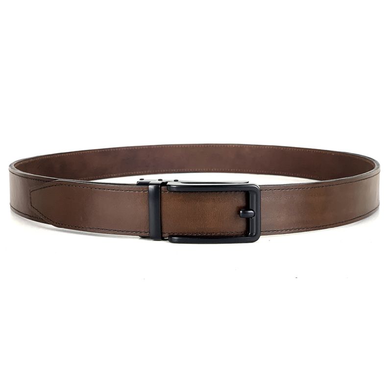 Opasok z pravej kože s automatickou prackou BLACK BELT Tmavo hnedá