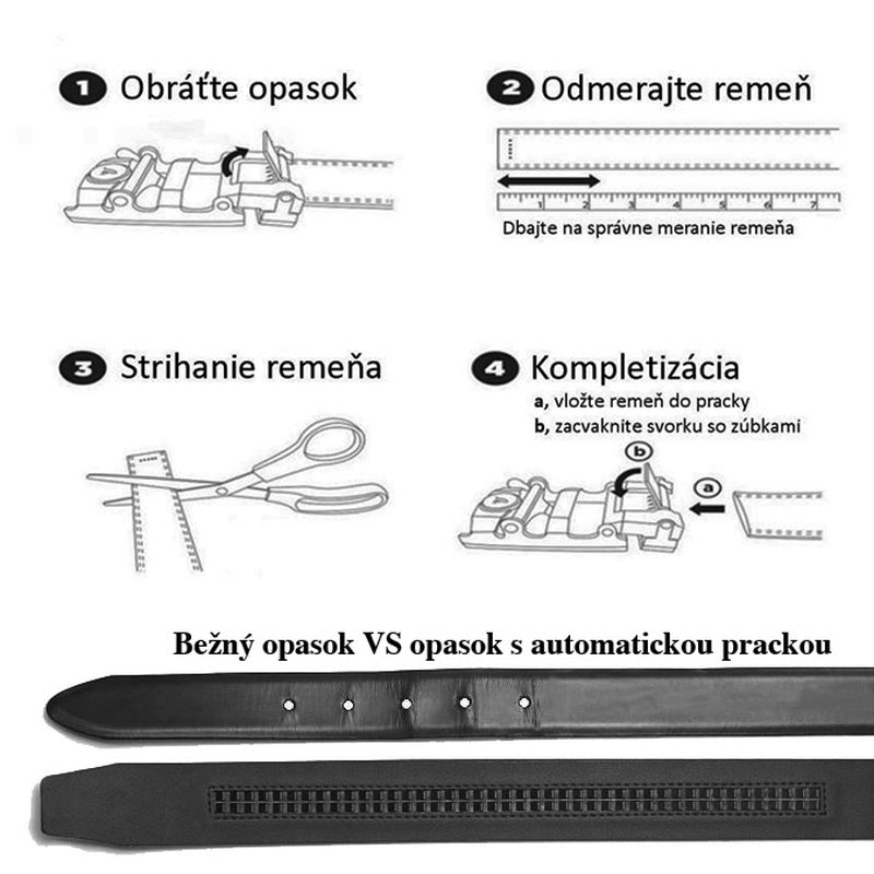 Opasok z pravej kože s automatickou prackou OLD SILVER SCORPION Čierna