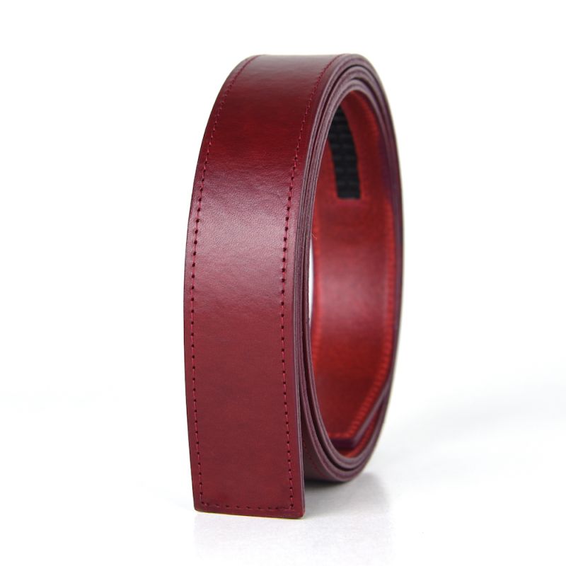 Kožený remeň pre opasky s automatickou prackou, šírka 3.5cm, bordová farba