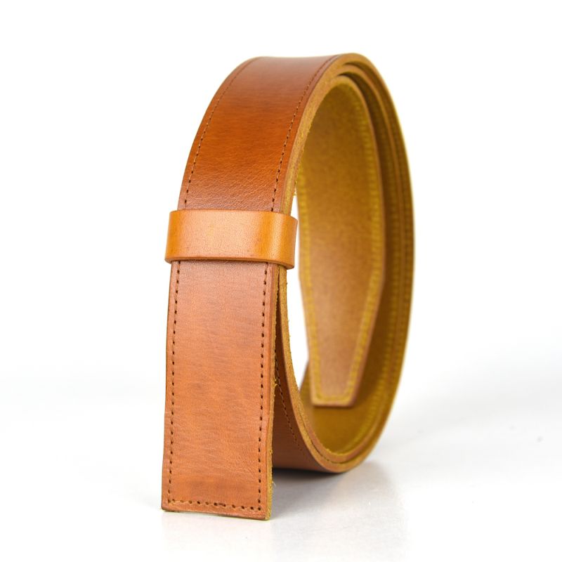 Kožený remeň pre opasky s prackou na brzdu, šírka 3.5cm, koňaková farba