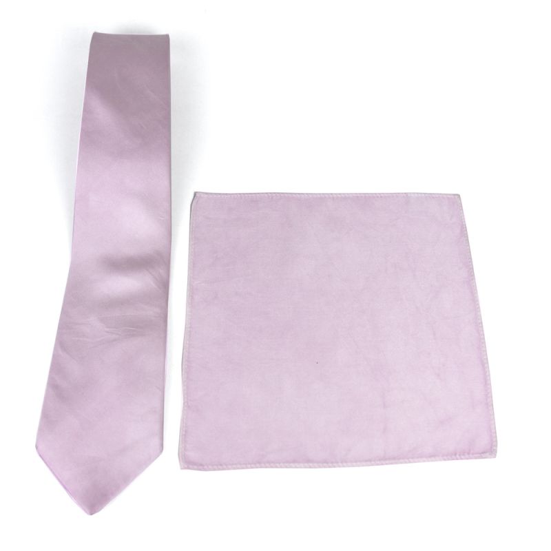 Hodvábna kravata a vreckovka v staro ružovej farbe, 100% hodváb