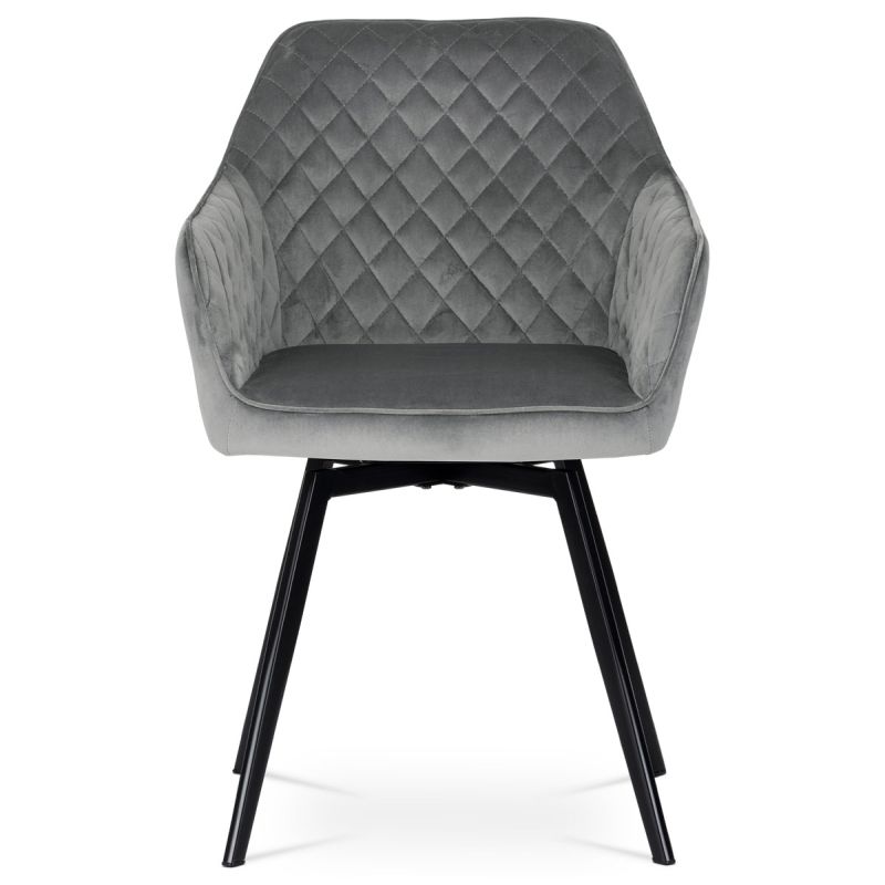 Exkluzívna otočná stolička, sivá zamatová látka