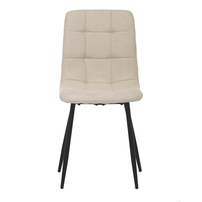 Jedálenská minimalistická stolička v industriálnom štýle, krémová látka