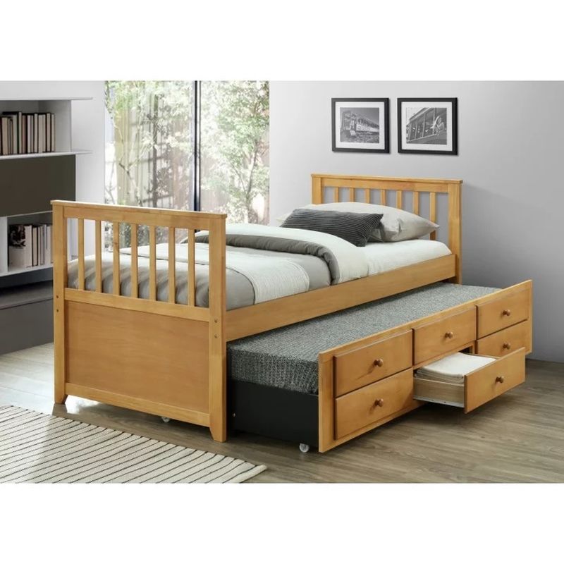 Posteľ s prístelkou, 90x200, dub