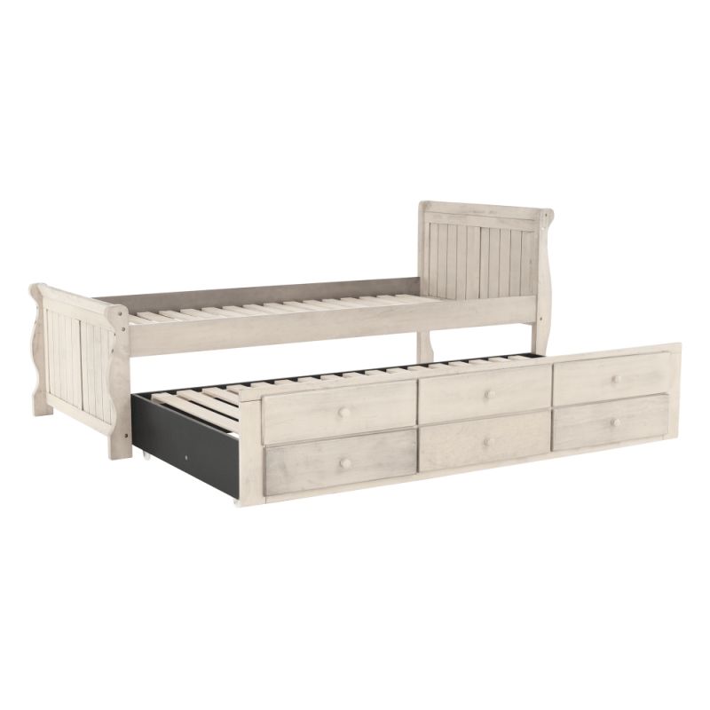 Posteľ s prístelkou, antická biela, 90x200