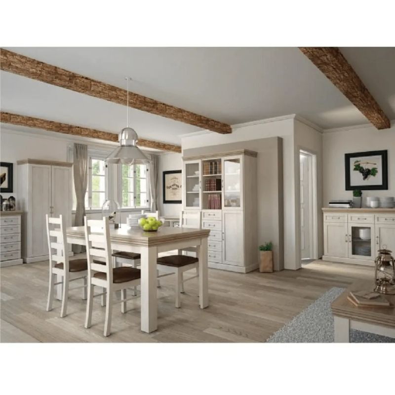 Elegantný rozkladací jedálenský stôl sosna nordická-dub divoký