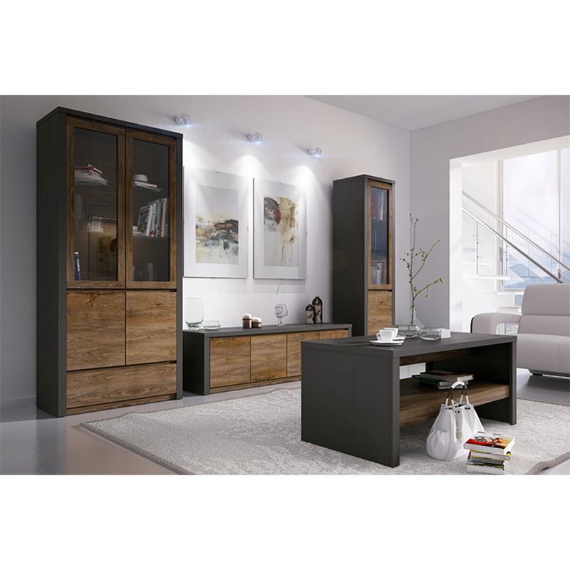 Jedálenský rozkladací stôl, dub lefkas tmavý-smooth sivý