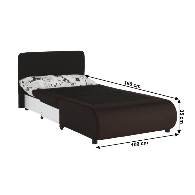 Moderné rozkladacie kreslo s úložným priestorom, hnedé