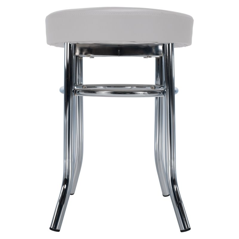 Taburetka, ekokoža biela-kov chróm