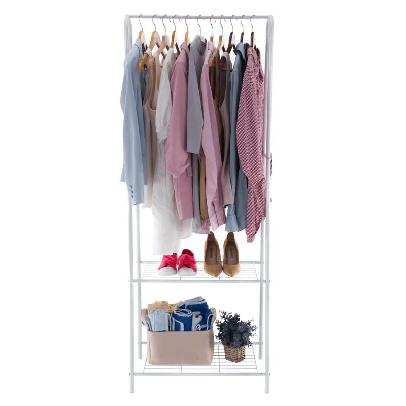 Stojan na šaty z kovu v bielej farbe