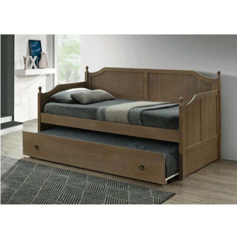 Posteľ s prístelkou z masívneho dreva vo farbe dub antický