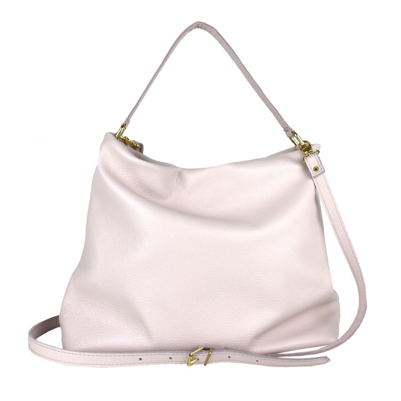 Módna vrecovitá kožená kabelka v ružovej farbe