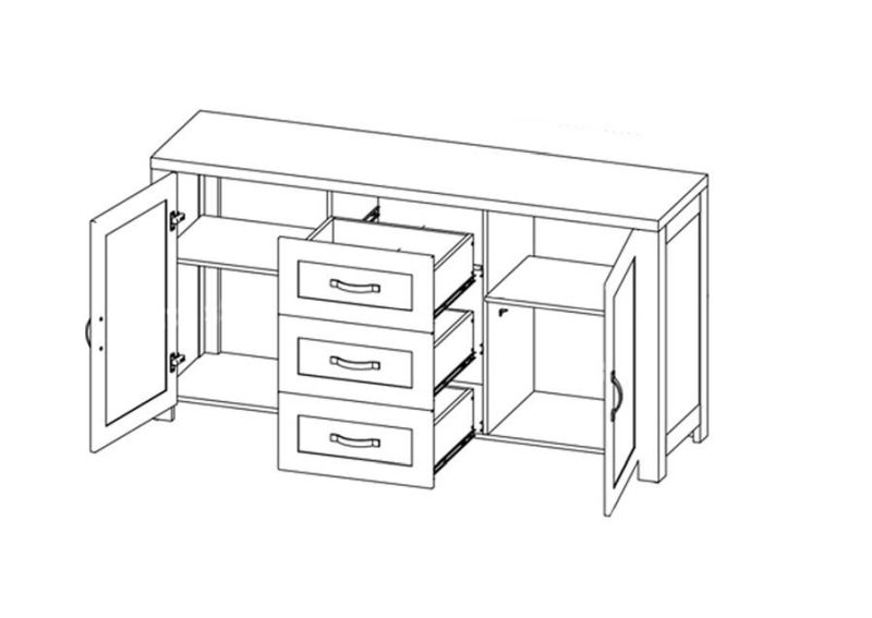 Komoda K2D s mosadznými úchytkami, lefkas ciemny