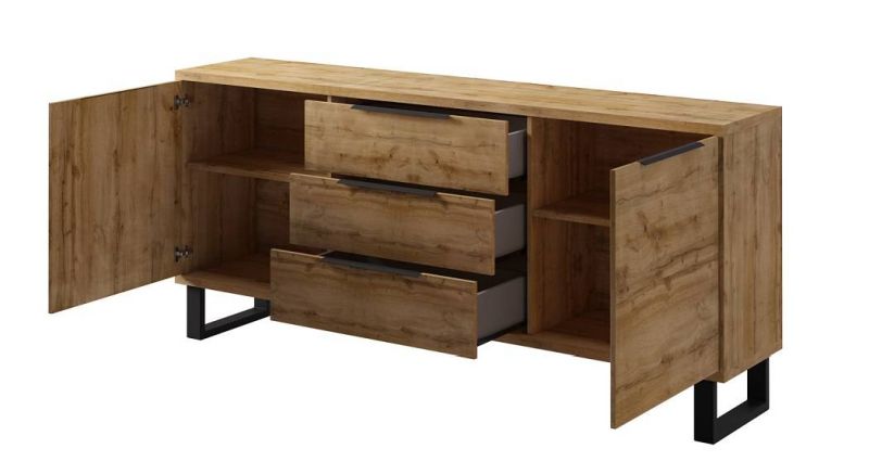 Komoda HEL. 25, čierna-dub wotan