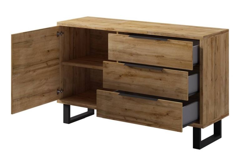 Komoda HEL. 47, čierna-dub wotan