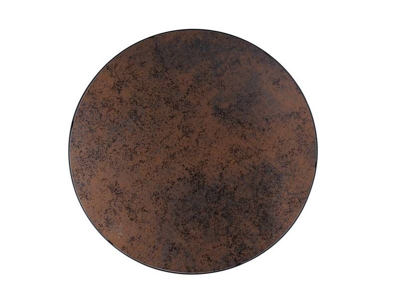 Štýlový okrúhly konferenčný stolík, čierna-hnedá efekt kameňa