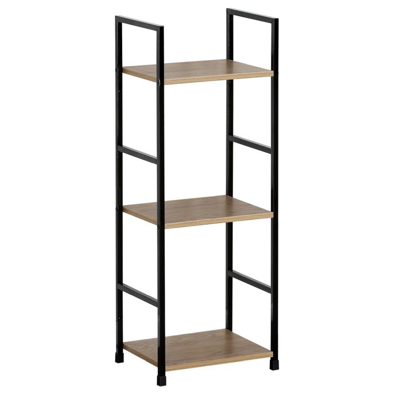 Regál, 3 police, dekor dub-čierny lak