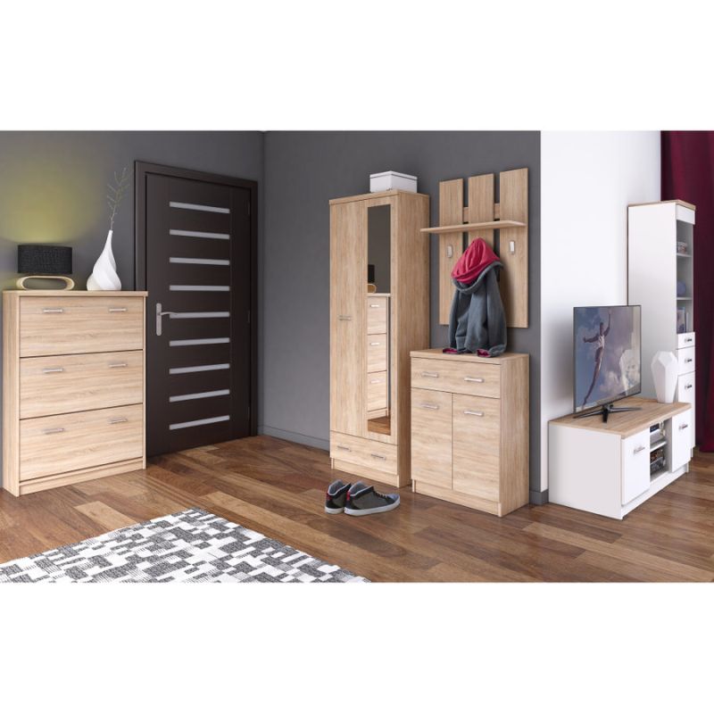 Dvojdverová komoda, 1 zásuvka, dub sonoma