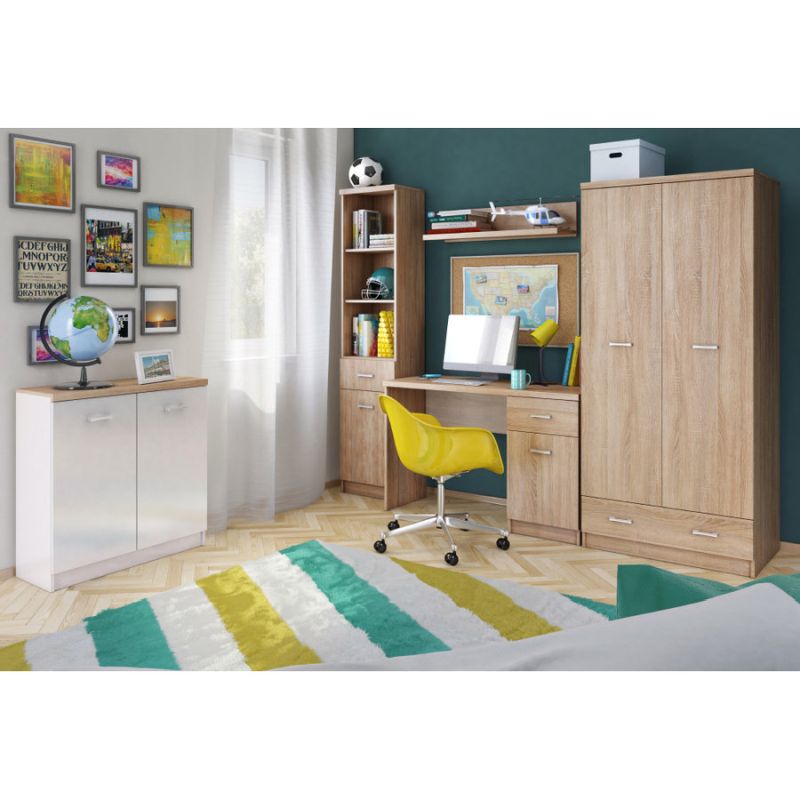 PC stôl so šuplíkom a jednou skrinkou, dub sonoma