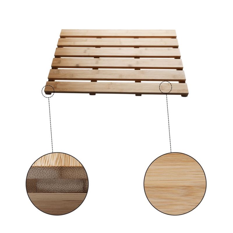 Protišmyková predložka do kúpeľne, prírodný lakovaný bambus