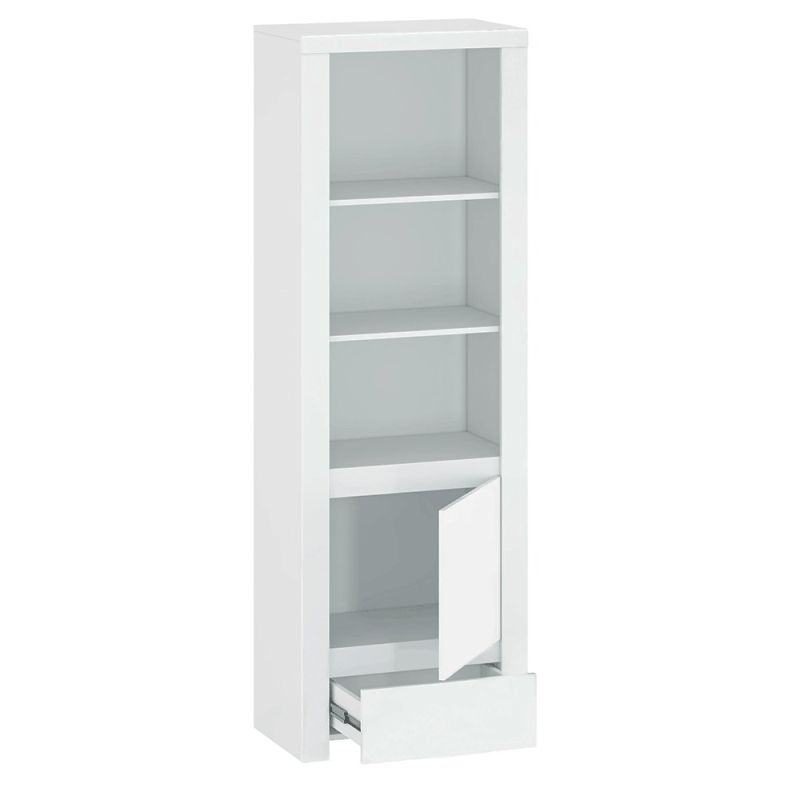 Regál 1D1S v bielom lesku