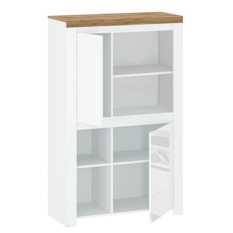 Regál 2D, biely lesk-dub wotan