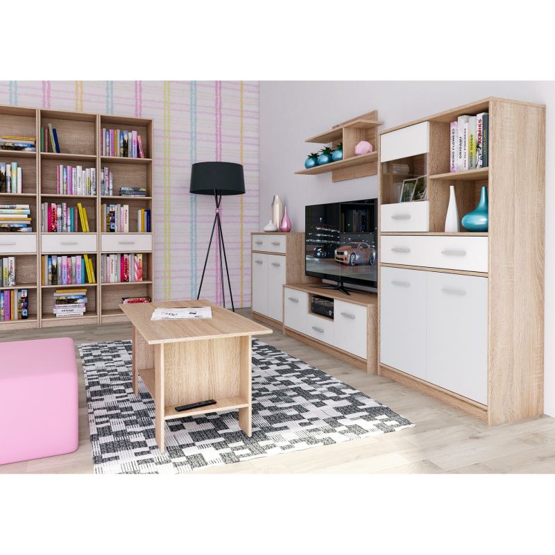 Regál 1S otvorený, biela-dub sonoma