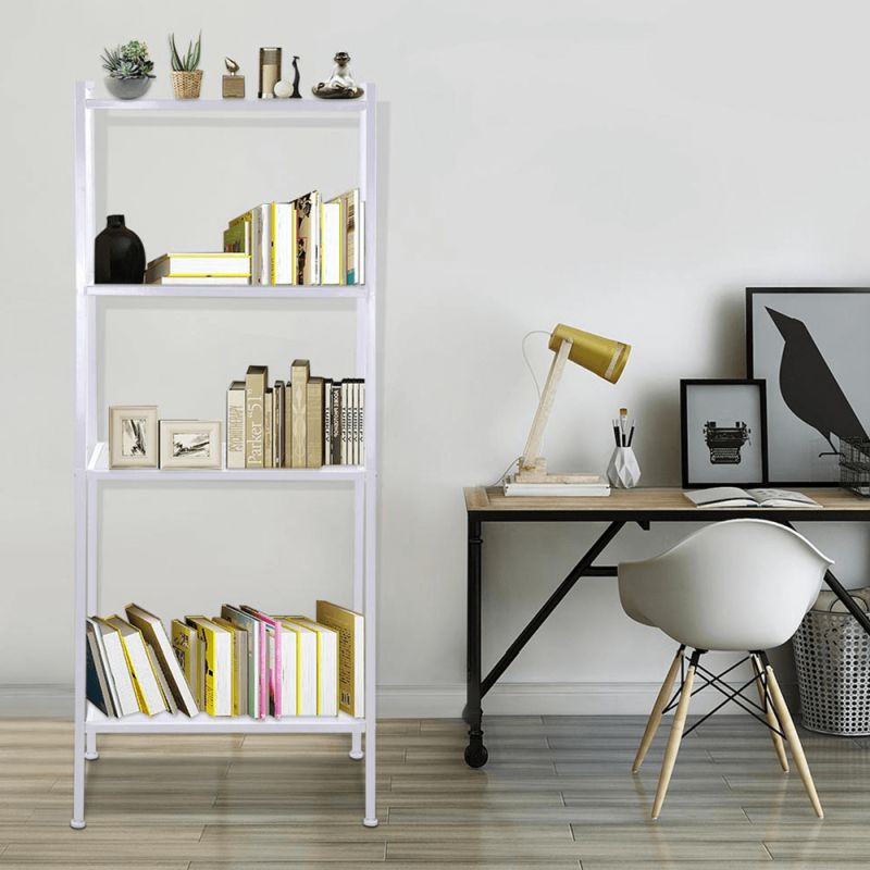 4-policový kovový regál biely