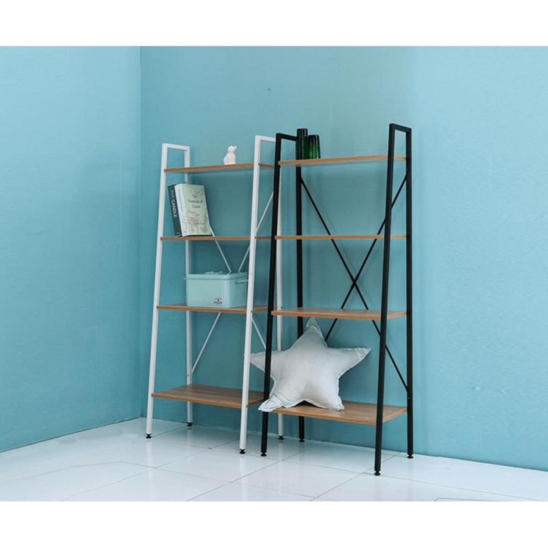 Regál 4-policový, dub-biela