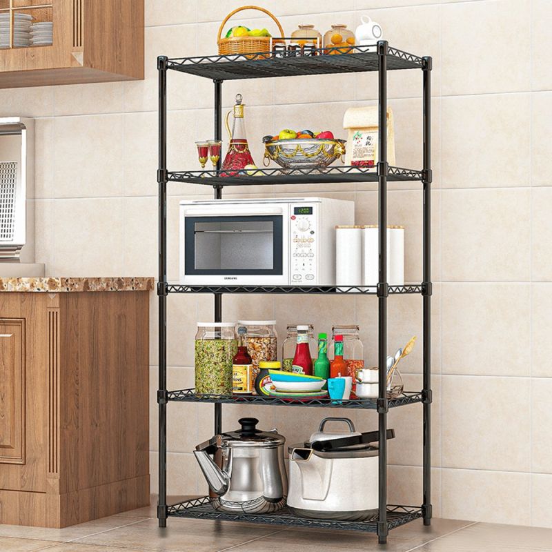 Regál, 5-policový, čierny kov