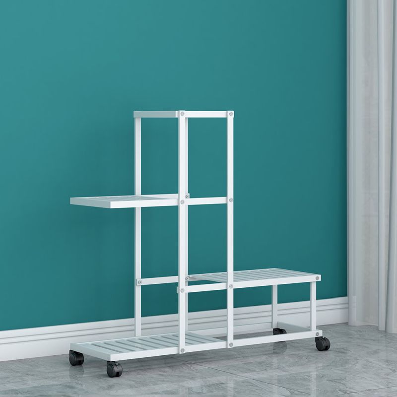 Viacúčelový kovový regál, biely