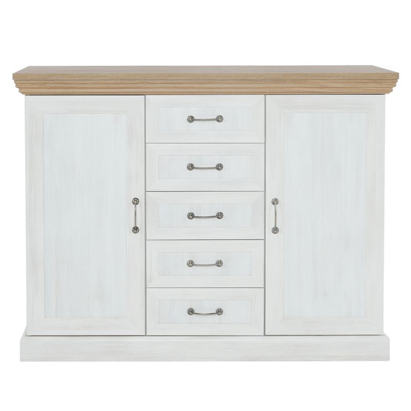 Komoda K2D, dvojdverová, sosna nordická-dub divoký