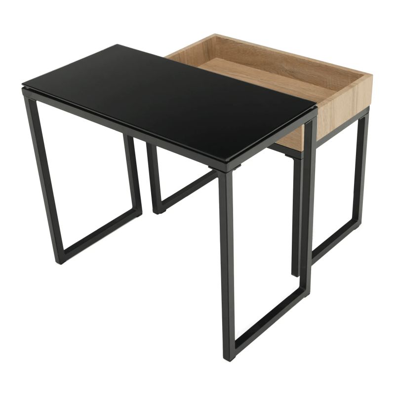 Set dvoch stolíkov, dub-čierna