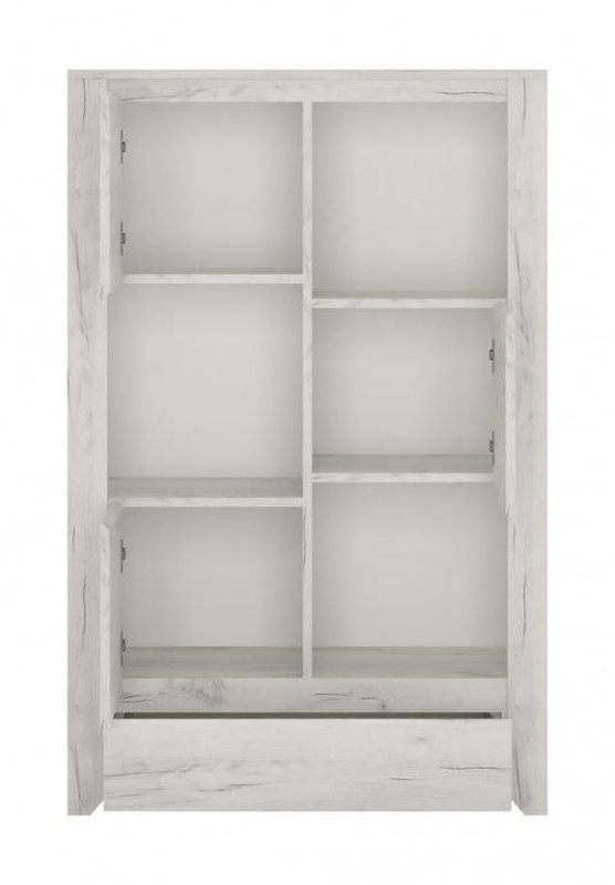 Regál s tromi dvierkami a zásuvkou, dub white craft