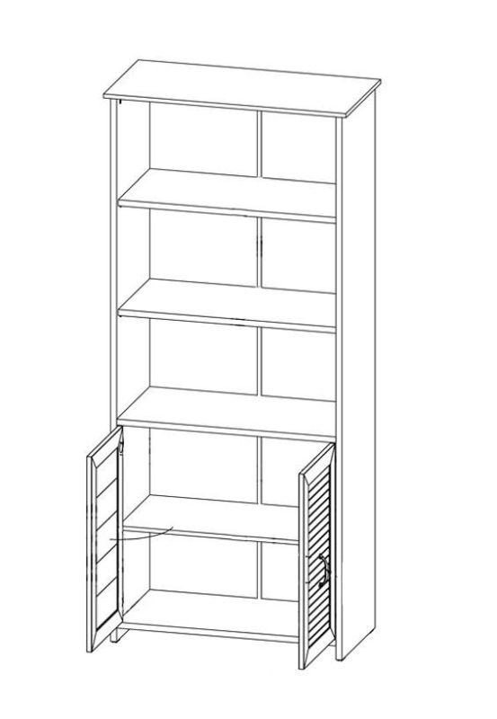 Regál s jednou dvojdvierkovou skrinkou, biely