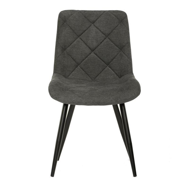 Moderná a pohodlná stolička, šedá látka, nohy čierny kov