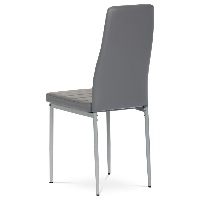 Jednoduchá Stolička jedálenská, šedá koženka, šedý kov