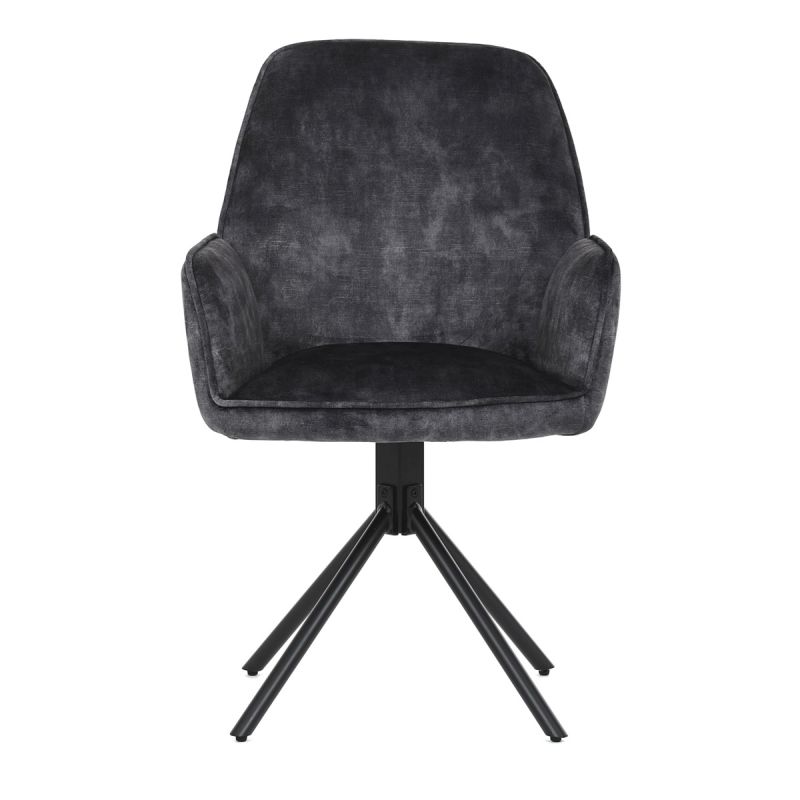 Stolička jedálenská a konferenčná, čierna látka v dekore žíhaného zamatu