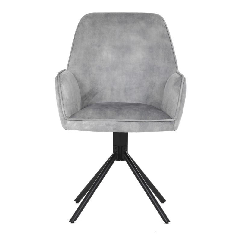 Stolička jedálenská a konferenčná, strieborná látka v dekore žíhaného zamatu