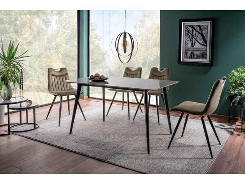 Štýlová stolička do jedálne, čierny mat-olivka