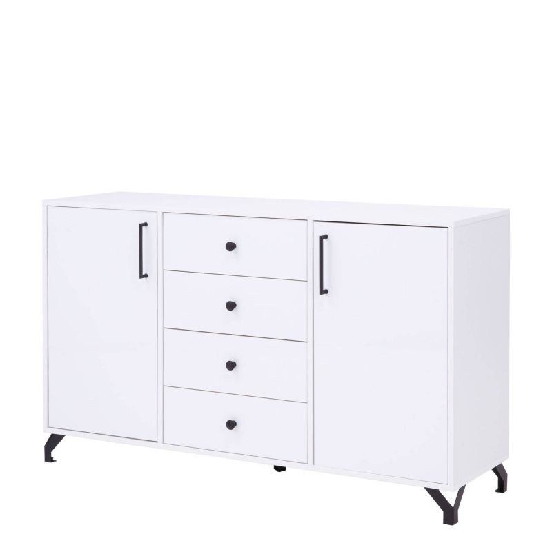 Dokonalá moderná komoda, biely lux-biely vysoký lesk