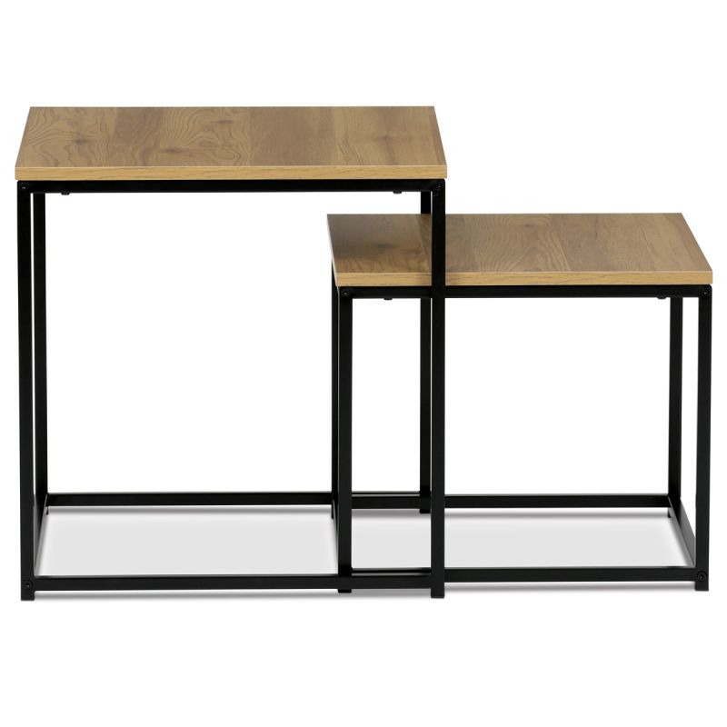 Set 2 ks odkladacích stolíkov, dekor divoký dub, čierny lak