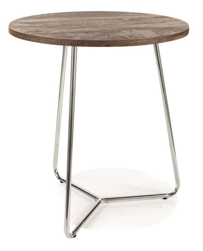Okrúhly konferenčný stolík 45, MDF orech, nožičky chróm